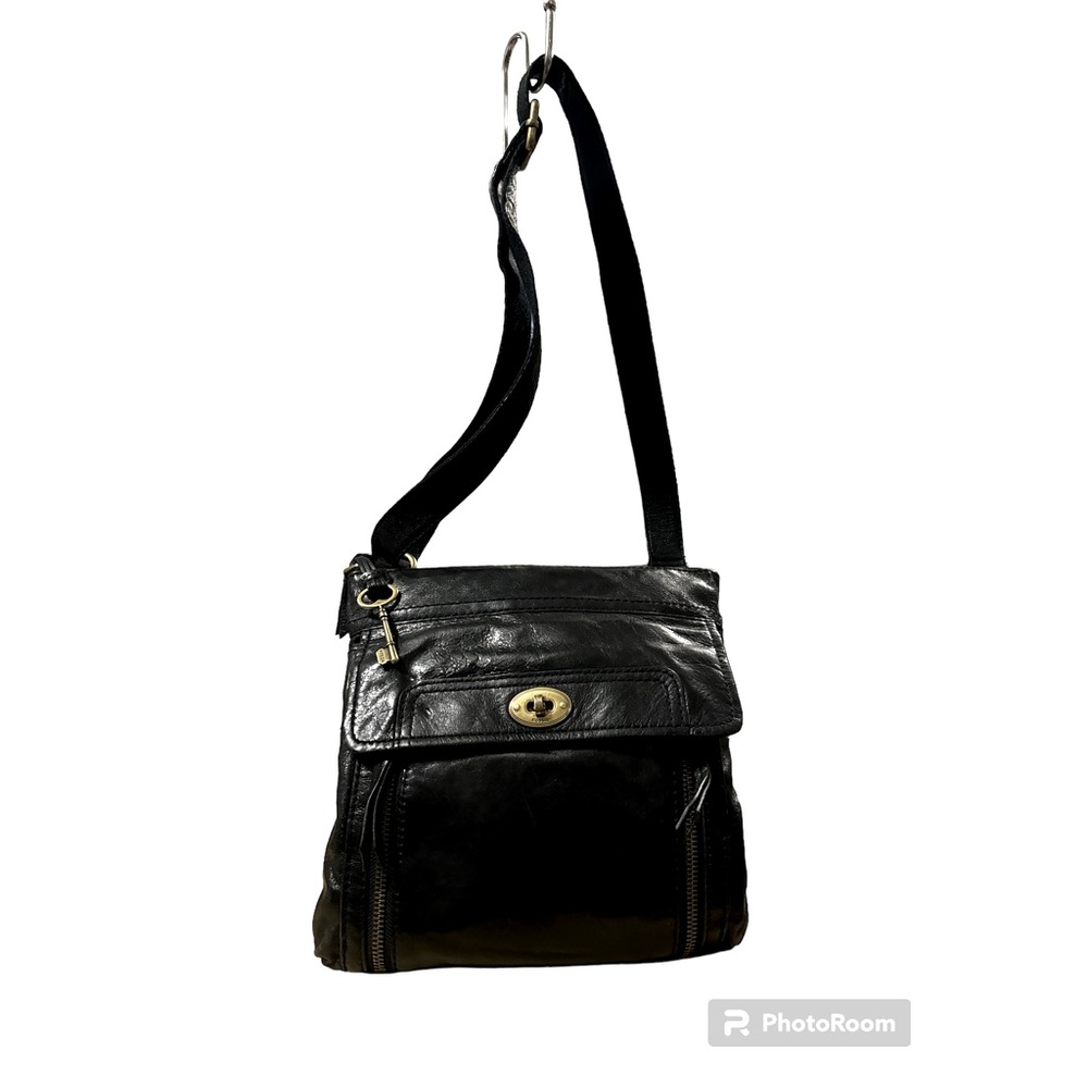 Fossil black leather crossbody